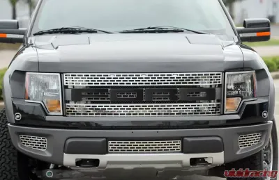 American Car Craft 4Pc Carbon Fiber Wrapped Stainless Steel Front Grille Ford Raptor 2010-2014 - ACC-772020
