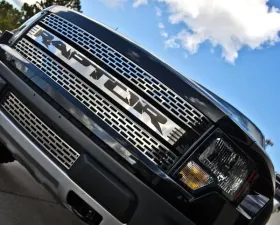 American Car Craft Stainless Steel Front Grille Polished w/Black Raptor Insert Ford Raptor 2010-2014