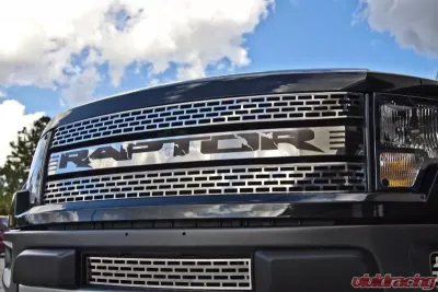 American Car Craft Stainless Steel Front Grille Polished w/Black Raptor Insert Ford Raptor 2010-2014 - ACC-772022