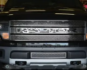 American Car Craft 3Pc Stainless Steel Black Brushed Raptor Logo Laser Mesh Grille Ford Raptor 2010-2014
