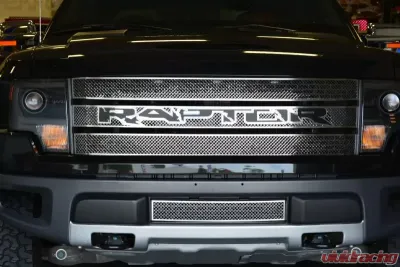 American Car Craft 3Pc Stainless Steel Black Brushed Raptor Logo Laser Mesh Grille Ford Raptor 2010-2014 - ACC-772025