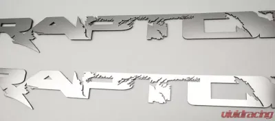 American Car Craft 2Pc 15" Polished Stainless Steel Raptor Badges Ford Raptor 2010-2014 - ACC-772034