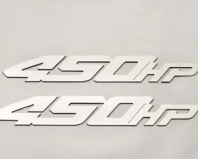 American Car Craft 2Pc Brushed Stainless Steel 450HP Emblems Ford Raptor 2017-2020