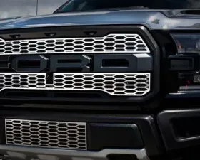 American Car Craft Brushed Premium Stainless Steel Upper Grille Overlays Ford Raptor 2017-2020