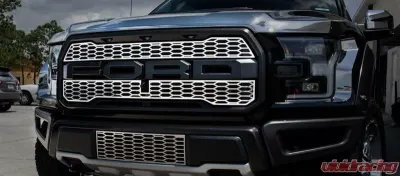 American Car Craft Brushed Premium Stainless Steel Upper Grille Overlays Ford Raptor 2017-2020 - ACC-772055