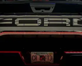 American Car Craft Brushed Premium Tailgate Upgrade Custom Plate w/Red Illuminated Insert