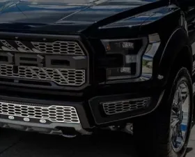 American Car Craft Brushed Stainless Steel Lower Grille Replacement w/LEDs Ford Raptor 2017-2020