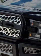 American Car Craft 2Pc Brushed Stainless Steel Slash Style Upper Grille Overlays Ford Raptor 2017-2020                                     - ACC-772082 - Image 2