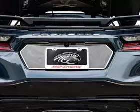 American Car Craft Polished Stainless Steel Trim Carbon Fiber Tag Back Plate Chevrolet C8 Corvette 2020-2024