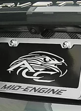 American Car Craft Black Carbon Fiber Mid-Engine Style License Plate Frame Chevrolet C8 Corvette Stingray 2020-2024                                     - ACC-882007-BLK - Image 2