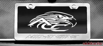 American Car Craft White Carbon Fiber Mid-Engine Style License Plate Frame Chevrolet C8 Corvette Stingray 2020-2024 - ACC-882007-WHT