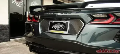 American Car Craft Yellow Carbon Fiber Mid-Engine Style License Plate Frame Chevrolet C8 Corvette Stingray 2020-2024 - ACC-882007-YLW