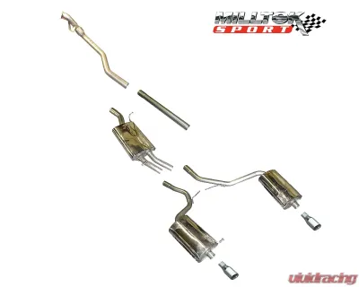 Milltek Full System Catback w/90mm Tips Audi A4 B6 1.8T 2WD 6 Speed Manual 2003-2005 - SSXAU034