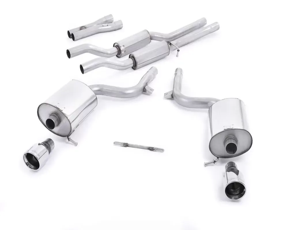 Milltek 2.25 inch Catback Exhaust System Resonated w/100mm Jet Tips Audi S4 B6 4.2 V8 Quattro Cabriolet 2003-2005 - SSXAU100