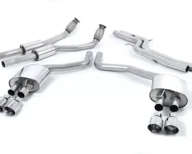 Milltek 2.76 inch Catback Exhaust System Non Resonated w/Polished Quad 100mm GT100 Tips Audi S6 C7 4.0 TFSI Quattro 2012-2018