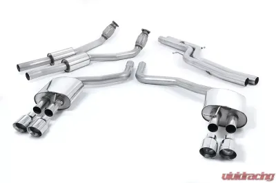 Milltek 2.76 inch Catback Exhaust System Non Resonated w/Polished Quad 100mm GT100 Tips Audi S7 Sportback 4.0 TFSI Quattro S Tronic 2013-2018 - SSXAU331