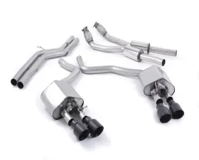 Milltek 2.76 inch Catback Exhaust System Resonated w/Polished Quad 100mm GT100 Tips Audi S6 C7 4.0 TFSI Quattro 2012-2018