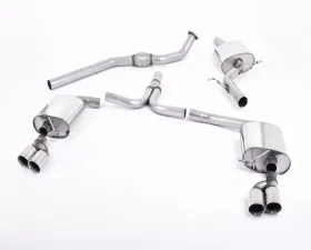 Milltek 2.76 inch Catback Exhaust System w/Dual Cerakote Black 100mm GT100B Style Tips Audi A4 B8 2.0 TFSI S Line Sedan MT 2009-2011