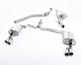 Milltek 2.76 inch Catback Exhaust System w/Cerakote Black Dual 100mm GT100B Style Tips Audi A4 B8 2.0 TFSI S Line Avant Tiptronic 2009-2011