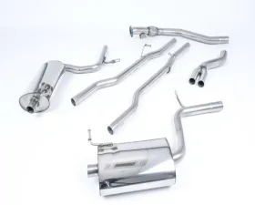 Milltek 2.50 inch Catback Exhaust System Resonated w/Dual 90mm Detachable GT90 Style Tips Audi A4 B6 1.8T Quattro Avant 6 Speed MT 2003-2004