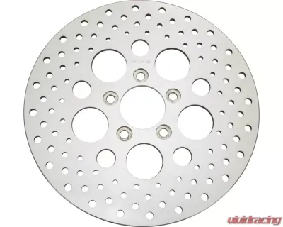 HardDrive Rear Drilled Vented Rotor Stainless Steel With Polished Harley Davidson Touring 2000-2007 | Softail 2000-2017 | XL 2000-2010 - 144603