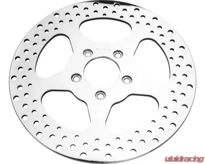 HardDrive Front Drilled Vented Rotor 5-Point Stainless Steel With Polished Harley Davidson Touring 2000-2007 | Softail 2000-2014 | Dyna 2000-2005 - 144604