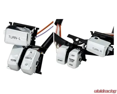 HardDrive Chrome Handlebar Switch Kit Black Letters Harley Davidson 1996-2006 - 370304