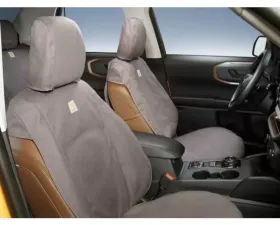 Ford Covercraft Carhatt Pebble Grey Rear 60/40 Seat Covers w/ Armrest & Under Storage Ford Bronco Sport 2021-2025