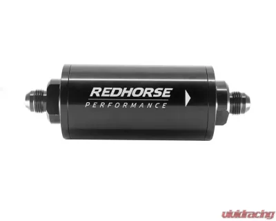 Redhorse Performance 6" Cylindrical In-Line Race Fuel Filter w/ 12 Micron Fiberglass Element - 08 AN - Black - 4651-08-2-12