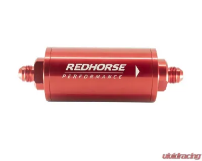 Redhorse Performance 6" Cylindrical In-Line Race Fuel Filter w/ 10 Micron S.S. Element - 12 AN - Red - 4651-12-3-10
