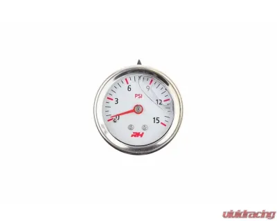 Redhorse Performance Liquid Filled Fuel Pressure Gauge - 1/8" NPT Inlet - 15psi - White w/Silver Screws - 5001-15-1