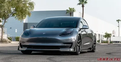 VR Aero Gloss Carbon Fiber Front Lip Spoiler Tesla Model 3 - VR-TSLM3-600