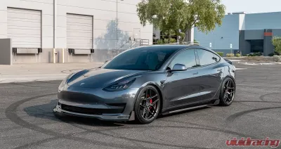 VR Aero Gloss Carbon Fiber Front Lip Spoiler Tesla Model 3 - VR-TSLM3-600