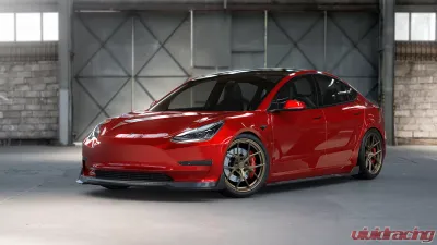 VR Aero Gloss Carbon Fiber Front Lip Spoiler Tesla Model 3 - VR-TSLM3-600