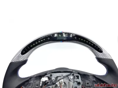 BMW M5 | M6 E6x OEM Upgraded Steering Wheel Shift Light Tri-Color Stitching Silver Carbon - VR-SW-37