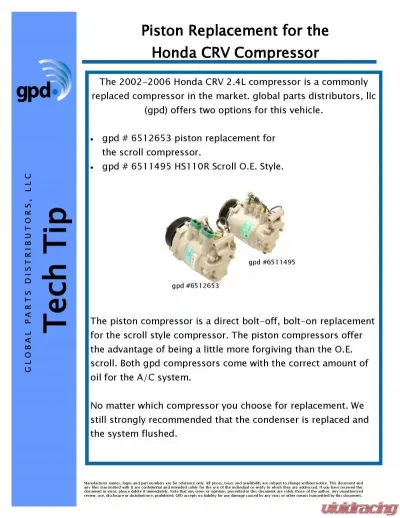 Global Parts Distributors LLC A/C Compressor - 6512653