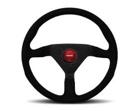 MOMO Monte Carlo Black Alcantara Leather with Red Stitching 320mm Steering Wheel