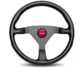 MOMO Monte Carlo 320mm Black Leather Red Horn Steering Wheel