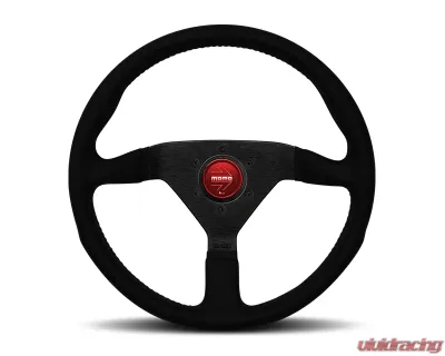 MOMO Monte Carlo Black Alcantara Leather with Red Stitching 350mm Steering Wheel - MCL35AL3B