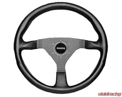 MOMO Monte Carlo 350mm Black Leather Black Horn Steering Wheel - MCL35BK1B