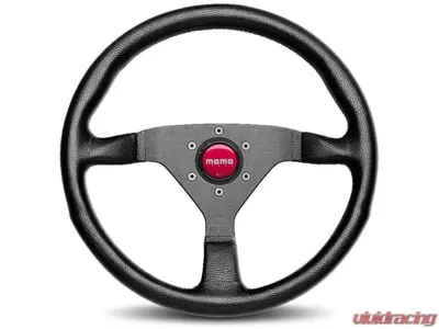 MOMO Monte Carlo 350mm Black Leather Red Horn Steering Wheel - MCL35BK3B