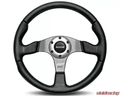MOMO Race 350mm Black Leather Steering Wheel - RCE35BK1B