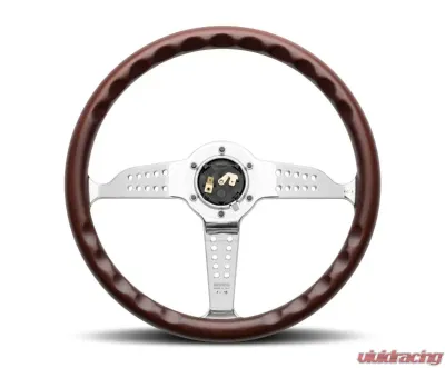 Momo Super Grand Prix Mahogany Wood, Polished Spokes - GRA35WD0P