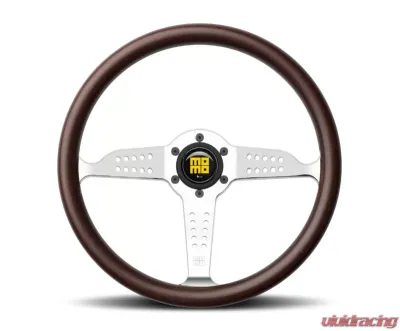 Momo Super Grand Prix Mahogany Wood, Polished Spokes - GRA35WD0P