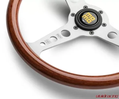 Momo Indy Mahogany Wood, Brushed Aluminum Spokes - IND35MA0P