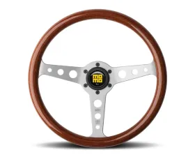 Momo Indy Mahogany Wood, Brushed Aluminum Spokes
