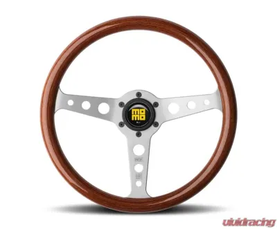 Momo Indy Mahogany Wood, Brushed Aluminum Spokes - IND35MA0P