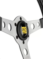Momo Prototipo Heritage Black Leather, White Stitching, Brushed Aluminum Spokes                                     - PRH35BK0S - Image 2