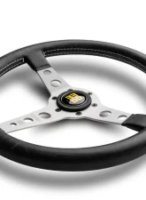 Momo Prototipo Heritage Black Leather, White Stitching, Brushed Aluminum Spokes                                     - PRH35BK0S - Image 4