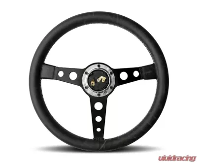 Momo Prototipo Heritage Blk Lea, White Stitching, Blk Spoke - PRH35BK2B